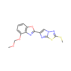 COCOc1cccc2oc(-c3cn4nc(SC)sc4n3)nc12 ZINC000653767433