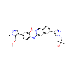 COCc1c(-c2ccc(Nc3cc4cc(-c5cnn(CC(C)(C)O)c5)ccc4cn3)c(OC)c2)cnn1C ZINC000207712861