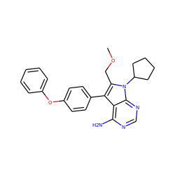 COCc1c(-c2ccc(Oc3ccccc3)cc2)c2c(N)ncnc2n1C1CCCC1 ZINC000026268053