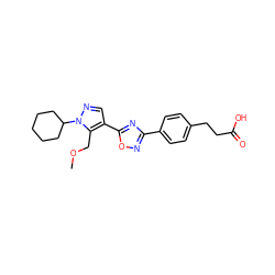 COCc1c(-c2nc(-c3ccc(CCC(=O)O)cc3)no2)cnn1C1CCCCC1 ZINC000114612432