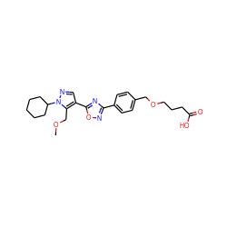 COCc1c(-c2nc(-c3ccc(COCCCC(=O)O)cc3)no2)cnn1C1CCCCC1 ZINC000114564464