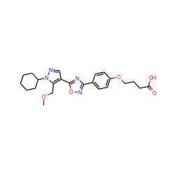 COCc1c(-c2nc(-c3ccc(OCCCC(=O)O)cc3)no2)cnn1C1CCCCC1 ZINC000114563614