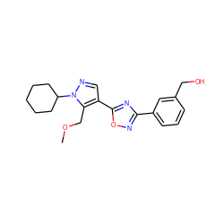 COCc1c(-c2nc(-c3cccc(CO)c3)no2)cnn1C1CCCCC1 ZINC000114612322