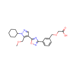 COCc1c(-c2nc(-c3cccc(COCC(=O)O)c3)no2)cnn1C1CCCCC1 ZINC000114562260