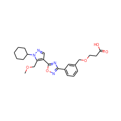 COCc1c(-c2nc(-c3cccc(COCCC(=O)O)c3)no2)cnn1C1CCCCC1 ZINC000114611548