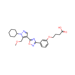 COCc1c(-c2nc(-c3cccc(OCCCC(=O)O)c3)no2)cnn1C1CCCCC1 ZINC000114611901