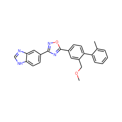 COCc1cc(-c2nc(-c3ccc4[nH]cnc4c3)no2)ccc1-c1ccccc1C ZINC000118846493