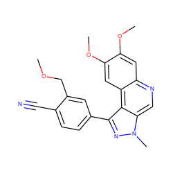 COCc1cc(-c2nn(C)c3cnc4cc(OC)c(OC)cc4c23)ccc1C#N ZINC000113388104