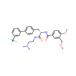 COCc1cc(C(=O)N[C@@H](Cc2ccc(-c3cccc(C(F)(F)F)c3)cc2)C(=O)NCCN(C)C)ccc1OC ZINC000299822441