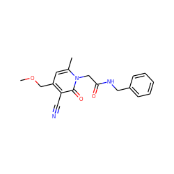 COCc1cc(C)n(CC(=O)NCc2ccccc2)c(=O)c1C#N ZINC000004814915