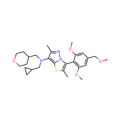 COCc1cc(OC)c(-c2c(C)sc3c(N(CC4CCOCC4)CC4CC4)c(C)nn23)c(OC)c1 ZINC000095575265