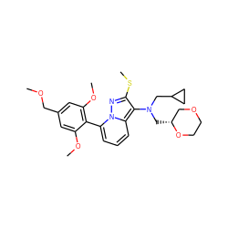 COCc1cc(OC)c(-c2cccc3c(N(CC4CC4)C[C@@H]4COCCO4)c(SC)nn23)c(OC)c1 ZINC000084740509