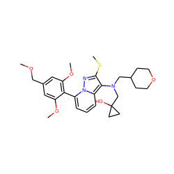 COCc1cc(OC)c(-c2cccc3c(N(CC4CCOCC4)CC4(O)CC4)c(SC)nn23)c(OC)c1 ZINC000084740502