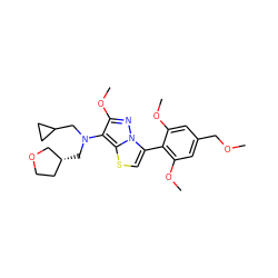 COCc1cc(OC)c(-c2csc3c(N(CC4CC4)C[C@@H]4CCOC4)c(OC)nn23)c(OC)c1 ZINC000095579359