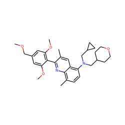 COCc1cc(OC)c(-c2nc3c(C)ccc(N(CC4CCOCC4)CC4CC4)c3cc2C)c(OC)c1 ZINC000084669715