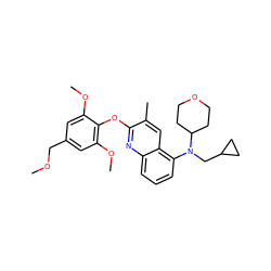 COCc1cc(OC)c(Oc2nc3cccc(N(CC4CC4)C4CCOCC4)c3cc2C)c(OC)c1 ZINC000084758913