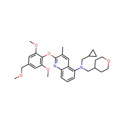 COCc1cc(OC)c(Oc2nc3cccc(N(CC4CCOCC4)CC4CC4)c3cc2C)c(OC)c1 ZINC000084757428