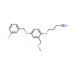 COCc1cc(OCc2cccc(Cl)c2)ccc1OCCCC#N ZINC000001540692