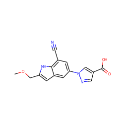 COCc1cc2cc(-n3cc(C(=O)O)cn3)cc(C#N)c2[nH]1 ZINC000116758479