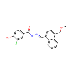 COCc1ccc(/C=N/NC(=O)c2ccc(O)c(Cl)c2)c2ccccc12 ZINC000013492690