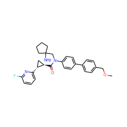 COCc1ccc(-c2ccc(N(CC3(N)CCCC3)C(=O)[C@@H]3C[C@H]3c3cccc(F)n3)cc2)cc1 ZINC000072316702