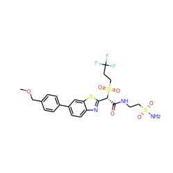 COCc1ccc(-c2ccc3nc([C@@H](C(=O)NCCS(N)(=O)=O)S(=O)(=O)CCC(F)(F)F)sc3c2)cc1 ZINC000143957332