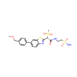 COCc1ccc(-c2ccc3nc([C@@H](C(=O)NCCS(N)(=O)=O)S(C)(=O)=O)sc3c2)cc1 ZINC000146080222