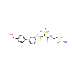 COCc1ccc(-c2ccc3sc([C@@H](C(=O)NCCS(N)(=O)=O)S(C)(=O)=O)nc3c2)cc1 ZINC000143924835