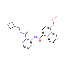 COCc1ccc(C(=O)Nc2cccnc2C(=O)NCC2CCC2)c2ccccc12 ZINC000095594071