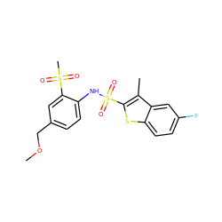 COCc1ccc(NS(=O)(=O)c2sc3ccc(F)cc3c2C)c(S(C)(=O)=O)c1 ZINC000013587579