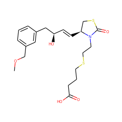 COCc1cccc(C[C@H](O)/C=C/[C@H]2CSC(=O)N2CCSCCCC(=O)O)c1 ZINC000036403157