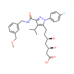 COCc1cccc(CNC(=O)c2nn(-c3ccc(F)cc3)c(CC[C@@H](O)C[C@@H](O)CC(=O)O)c2C(C)C)c1 ZINC000014974335