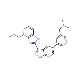 COCc1cccc2[nH]c(-c3n[nH]c4ncc(-c5cncc(CN(C)C)c5)cc34)nc12 ZINC000028950099