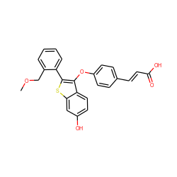 COCc1ccccc1-c1sc2cc(O)ccc2c1Oc1ccc(/C=C/C(=O)O)cc1 ZINC001772653805