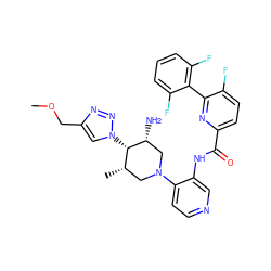 COCc1cn([C@H]2[C@@H](C)CN(c3ccncc3NC(=O)c3ccc(F)c(-c4c(F)cccc4F)n3)C[C@H]2N)nn1 ZINC000207149333