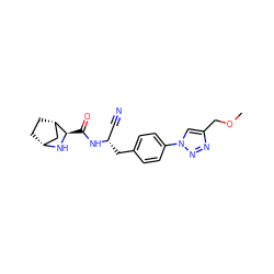 COCc1cn(-c2ccc(C[C@@H](C#N)NC(=O)[C@H]3N[C@@H]4CC[C@H]3C4)cc2)nn1 ZINC000221935029