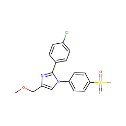 COCc1cn(-c2ccc(S(C)(=O)=O)cc2)c(-c2ccc(Cl)cc2)n1 ZINC000013762170