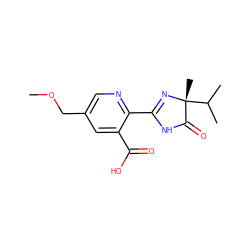 COCc1cnc(C2=N[C@](C)(C(C)C)C(=O)N2)c(C(=O)O)c1 ZINC000005442637