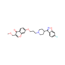 COCc1coc2cc(OCCCN3CCC(c4noc5cc(F)ccc45)CC3)ccc2c1=O ZINC000002007415