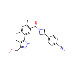 COCc1n[nH]c(-c2cc(C(=O)N3CC(c4ccc(C#N)cc4)C3)c(C)cc2C)c1C ZINC000141934613