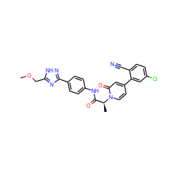 COCc1nc(-c2ccc(NC(=O)[C@H](C)n3ccc(-c4cc(Cl)ccc4C#N)cc3=O)cc2)n[nH]1 ZINC001772575472