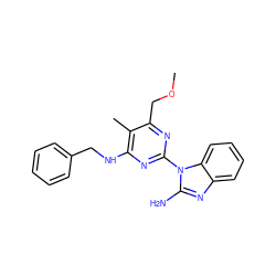 COCc1nc(-n2c(N)nc3ccccc32)nc(NCc2ccccc2)c1C ZINC000218990273