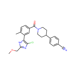 COCc1nc(Cl)c(-c2cc(C(=O)N3CCC(c4ccc(C#N)cc4)CC3)ccc2C)[nH]1 ZINC000142654637