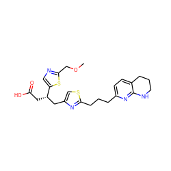 COCc1ncc([C@@H](CC(=O)O)Cc2csc(CCCc3ccc4c(n3)NCCC4)n2)s1 ZINC000028570695