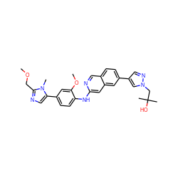 COCc1ncc(-c2ccc(Nc3cc4cc(-c5cnn(CC(C)(C)O)c5)ccc4cn3)c(OC)c2)n1C ZINC000207771347