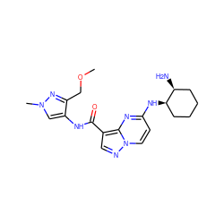 COCc1nn(C)cc1NC(=O)c1cnn2ccc(N[C@@H]3CCCC[C@@H]3N)nc12 ZINC000473099657