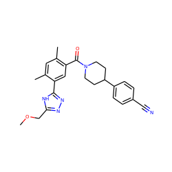 COCc1nnc(-c2cc(C(=O)N3CCC(c4ccc(C#N)cc4)CC3)c(C)cc2C)[nH]1 ZINC000150319997