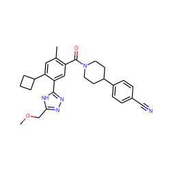 COCc1nnc(-c2cc(C(=O)N3CCC(c4ccc(C#N)cc4)CC3)c(C)cc2C2CCC2)[nH]1 ZINC000150182118