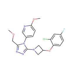 COCc1nnc(N2CC(Oc3ccc(F)cc3Cl)C2)n1-c1ccc(OC)nc1 ZINC000038239529