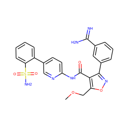 COCc1onc(-c2cccc(C(=N)N)c2)c1C(=O)Nc1ccc(-c2ccccc2S(N)(=O)=O)cn1 ZINC000027758287